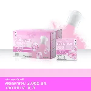 Fresh Doze เฟรชโดส เพรสแอนด์เชค คอลลาเจน 2000 A,C,E กลิ่นสตรอว์เบอร์รี ญี่ปุ่น 3.5 แพ็ค 30 กล่อง