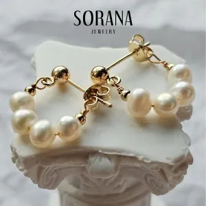 [ส่งฟรี] Sorana ต่างหูเงินแท้ S925 ไข่มุกน้ำจืดแท้ ชุบ 14K ทองคำแท้ ต่างหูมุกไซส์มินิมอล งาน Luxury Handmade ต่างหูออกงาน โอกาสสำคัญ