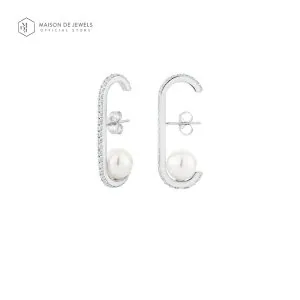 Maison de Jewels - Retro Pave MOP Earrings  ต่างหูเงินแท้ ต่างหูมุกแท้ ต่างหูออกงาน ต่างหูดีไซน์